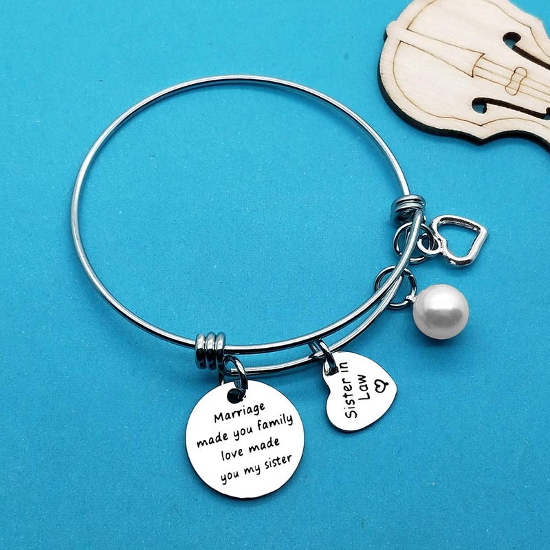 Xiahuyu Sister in Law Gifts Marriage Made You Family Love Made You My Sister Bangle Bracelet Christmas Birthday Gifts Mothers Day Wedding Gifts for Sister in Law - Image 4